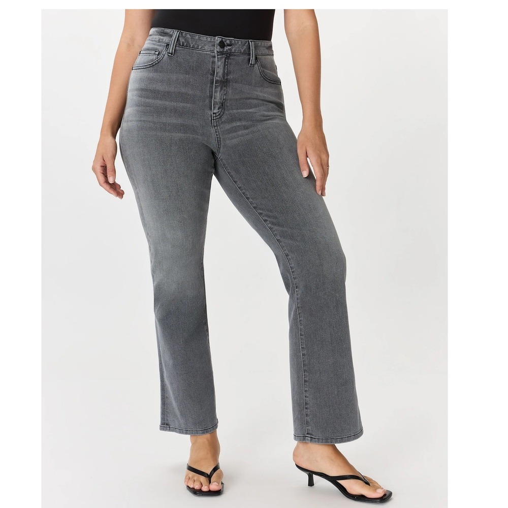 Quince Bella Stretch Kick Flare Jeans Greyed High Rise Denim 27 W-PNT-112
